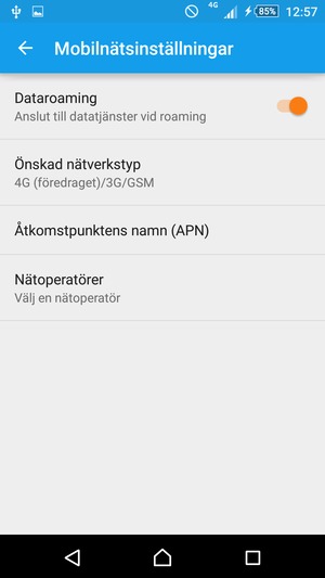 Slå på eller stäng av Dataroaming