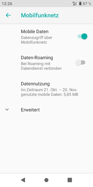Wählen Sie Erweitert