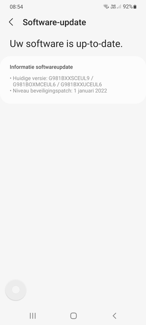 Als uw telefoon up-to-date is, zult u het volgende scherm zien