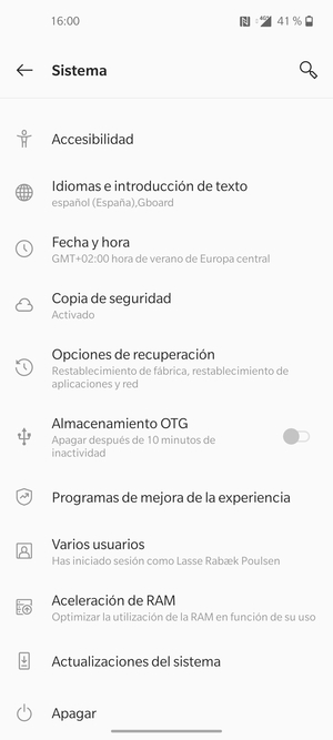 Seleccione Actualizaciones del sistema