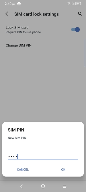 Enter your New SIM PIN and select OK