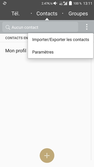 Sélectionnez Importer/Exporter les contacts