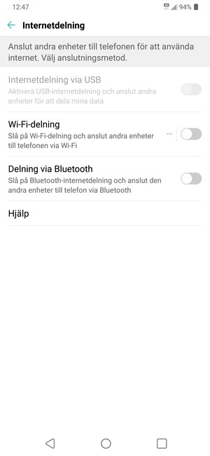 Välj Wi-Fi-delning