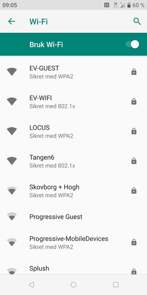 Velg det trådløse nettverket du vil koble til