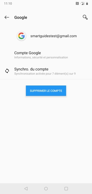 Sélectionnez Synchro. du compte