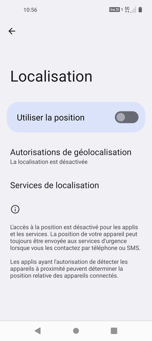 Désactiver le Utiliser la position