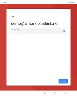 Inserisci la tua password e seleziona AVANTI