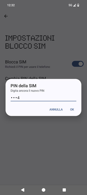 Conferma il nuovo PIN della SIM e seleziona OK