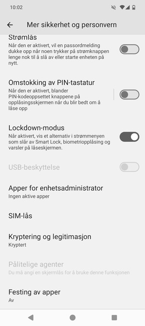Bla til og velg SIM-lås