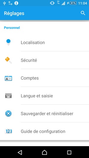 Faites défiler et sélectionnez Comptes