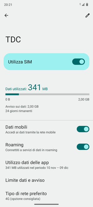 Attiva o disattiva Roaming