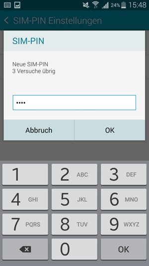 Geben Sie Ihre Neue SIM-PIN ein und wählen Sie OK