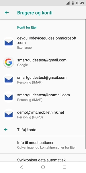 Vælg din Google konto
