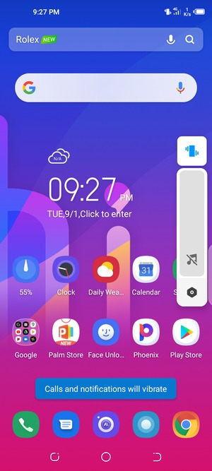 Select Vibrate to change to silent mode