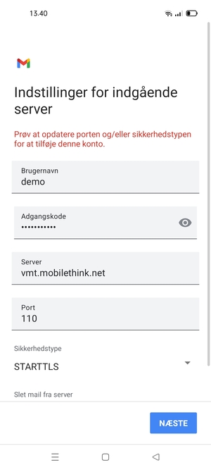 Vælg Sikkerhedstype