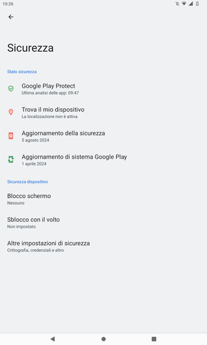 Per attivare il blocco dello schermo, vai al menu Sicurezza e seleziona Blocco schermo