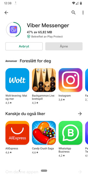 Vent til installasjonen er ferdig