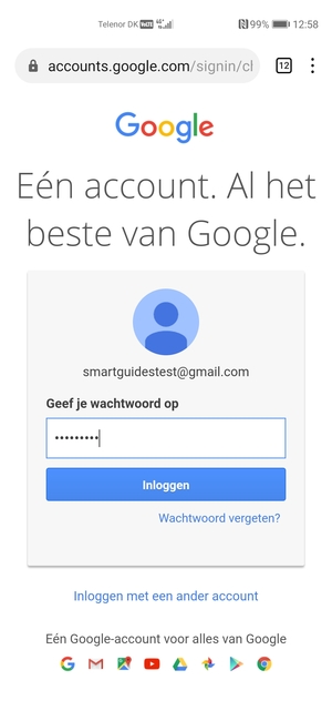 Voer uw Gmail wachtwoord in en selecteer Inloggen