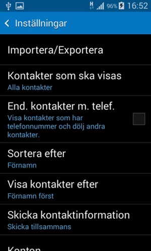 Välj Importera/Exportera