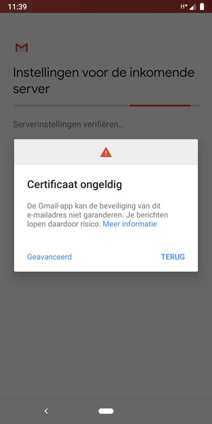 Selecteer TERUG