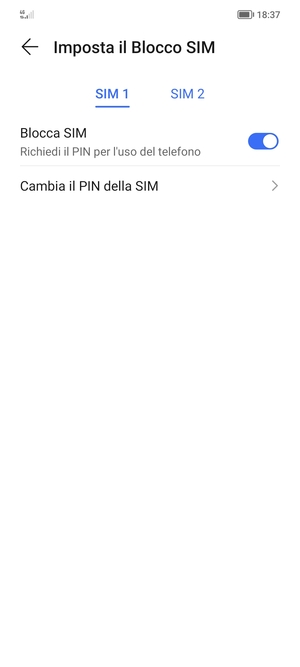 Seleziona SIM 1 o SIM 2 e poi Cambia il PIN della SIM