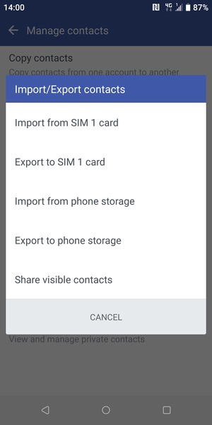 Select Import from SIM card