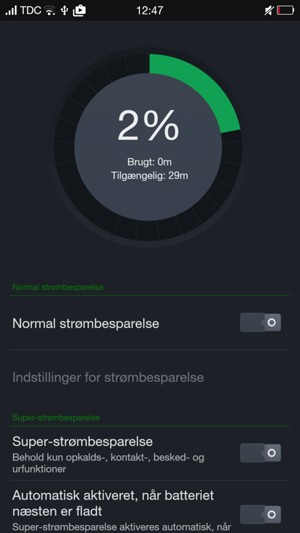 Slå Normal strømbesparelse til