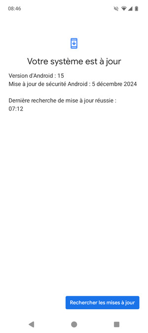 Si votre téléphone est à jour, vous verrez l'écran suivant