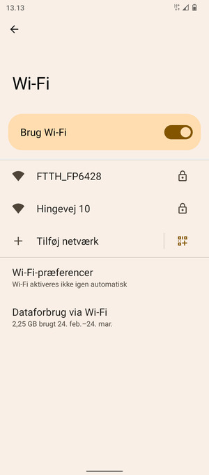 Vælg det trådløse netværk, du ønsker at oprette forbindelse til
