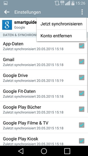 Wählen Sie die Menü-Taste und wählen Sie Jetzt synchronisieren
