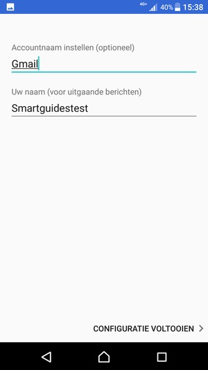 Geef uw account een naam en voer uw naam in. Selecteer CONFIGURATIE VOLTOOIEN