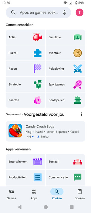Selecteer de zoekbalk