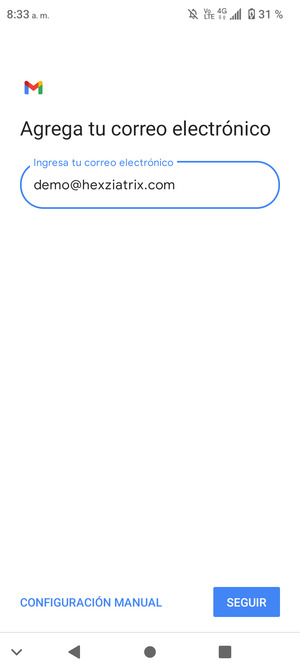 Introduzca su Dirección de correo electrónico y seleccione SEGUIR