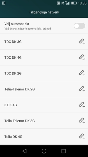 Välj en nätverksoperatör från listan
