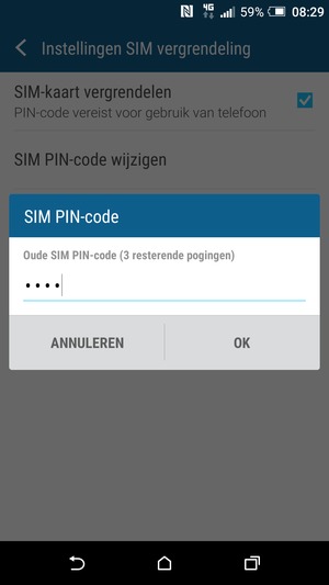 Voer uw Oude SIM PIN-code in en selecteer OK