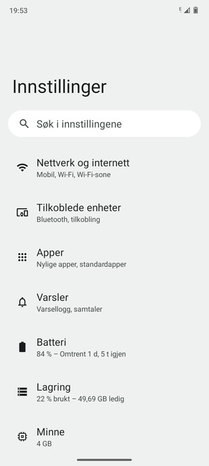 Velg Nettverk og internett