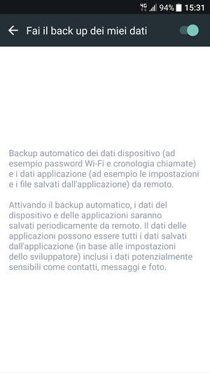 Seleziona il tasto Indietro