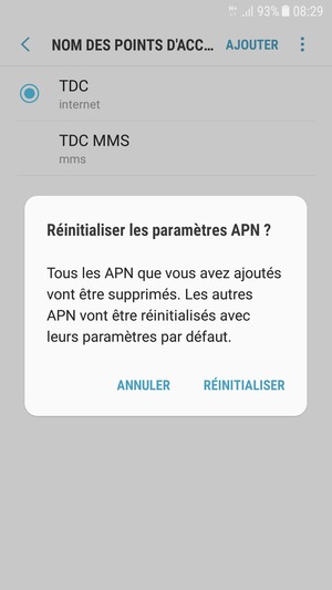 Sélectionnez RÉINITIALISER