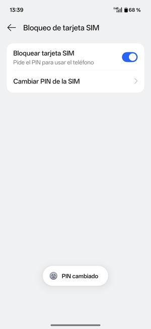 Su PIN de la tarjeta SIM ha sido cambiado