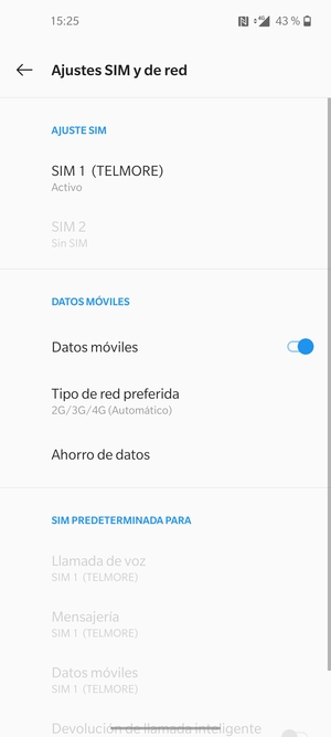 Seleccione SIM 1 o SIM 2