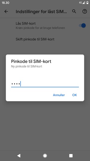 Indtast din Nye pinkode til SIM-kort og vælg OK