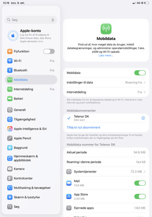 Vælg Mobildata og vælg Informations-ikonet