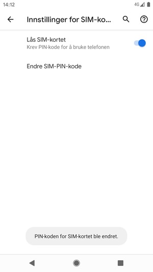 Din PIN-kode for SIM-kort er endret