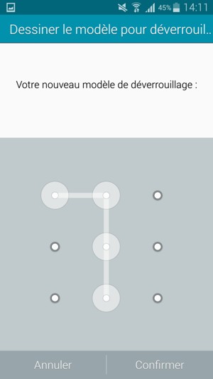 Dessinez de nouveau le schéma de déverrouillage et sélectionnez Confirmer