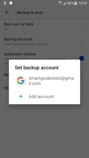 Select your backup account