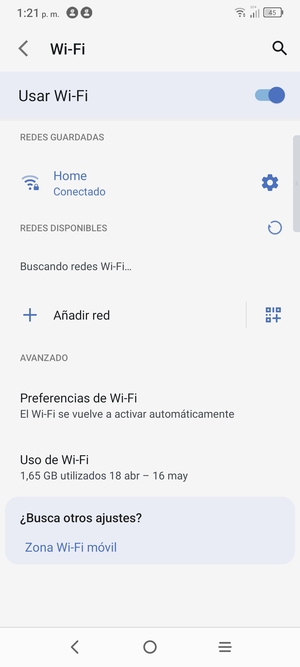 Ahora está conectado a la red Wi-Fi