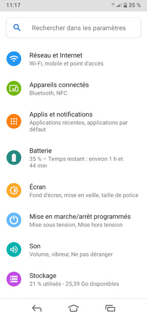 Sélectionnez Réseau et Internet
