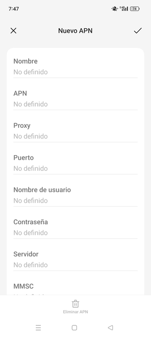 Introduzca la información de Internet