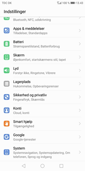 Scroll til og vælg Sikkerhed og privatliv