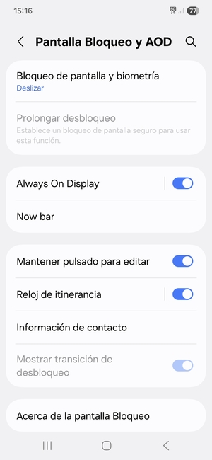 Seleccione Bloqueo de pantalla y biometría